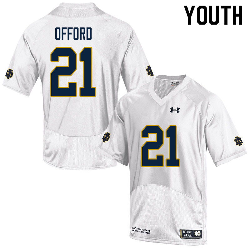 Youth #21 Caleb Offord Notre Dame Fighting Irish College Football Jerseys Sale-White
